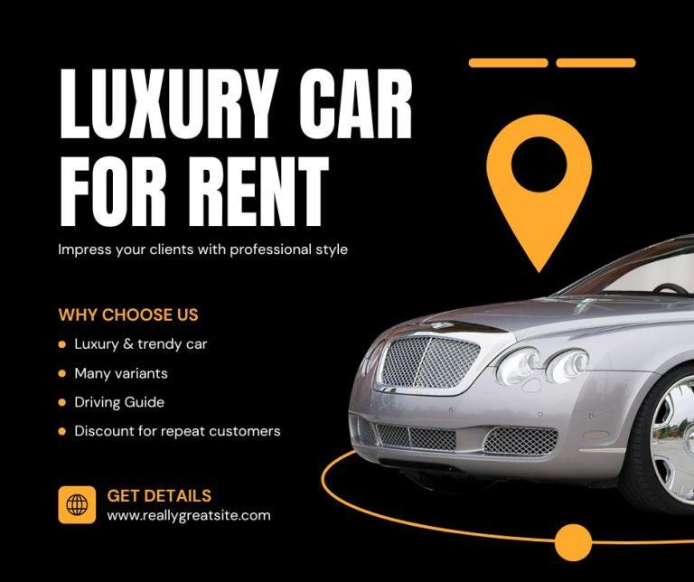 Black and Yellow Modern Car Rent with Cut Out Photo Facebook Post